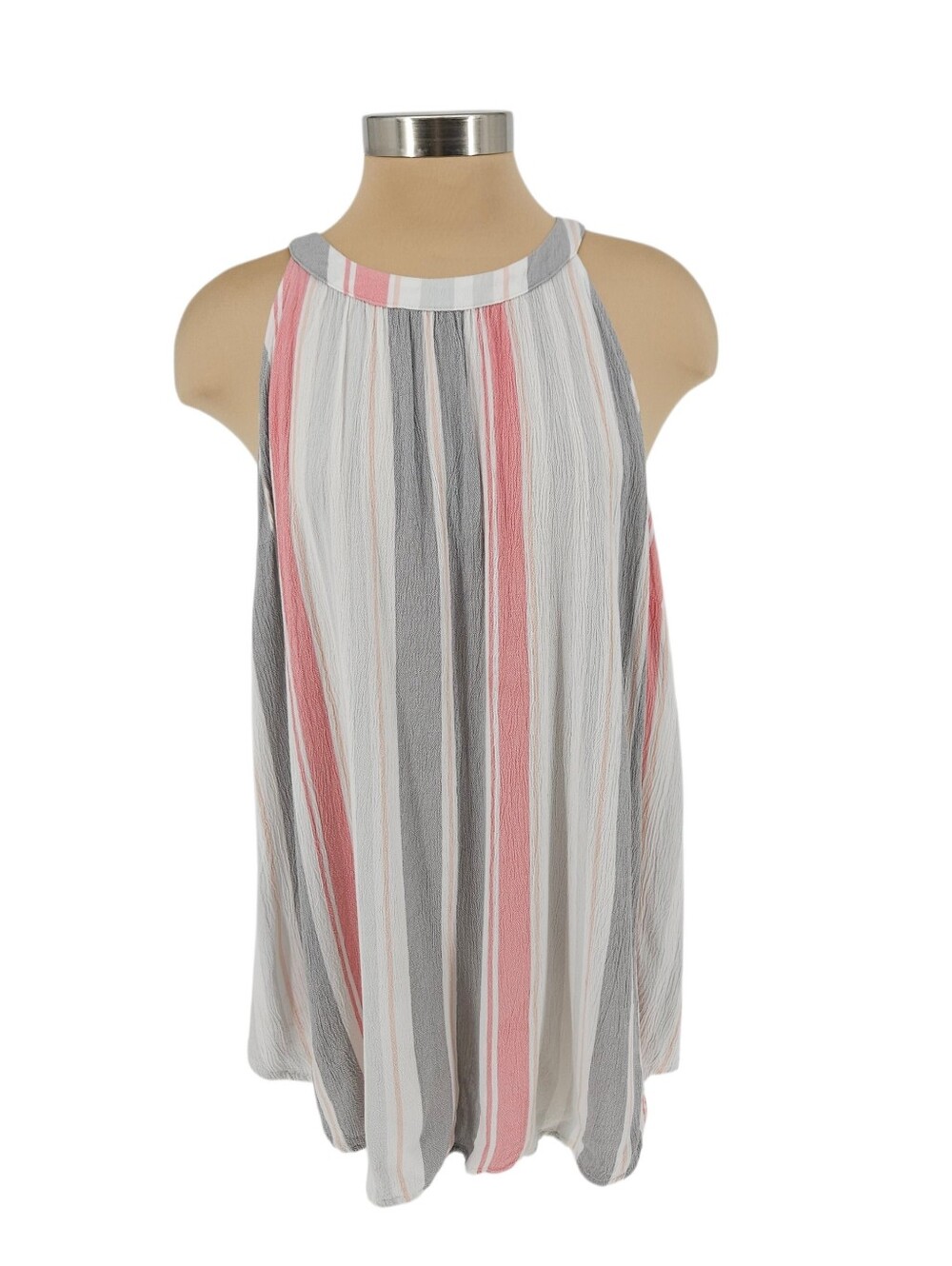 Torrid Crepe Tank Top Multicolor Stripe Sleeveless Button High Neck Shirt 3 3X